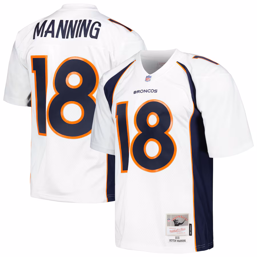 Men's Denver Broncos Peyton Manning Mitchell & Ness White Legacy Replica Jersey - ujerseystore