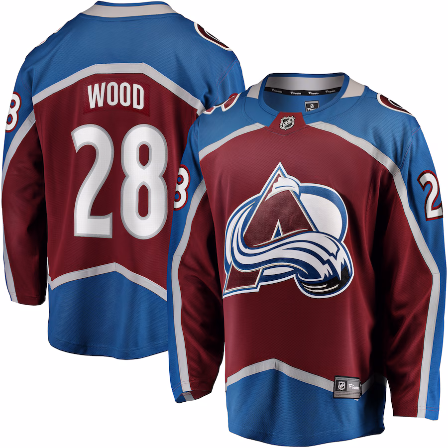 Men's Colorado Avalanche Miles Wood Fanatics Maroon Home Breakaway Jersey - ujerseystore