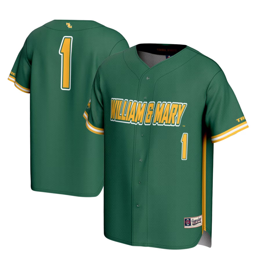 #1 William & Mary Tribe GameDay Greats Youth Lightweight Baseball Fashion Jersey - Green - ujerseystore