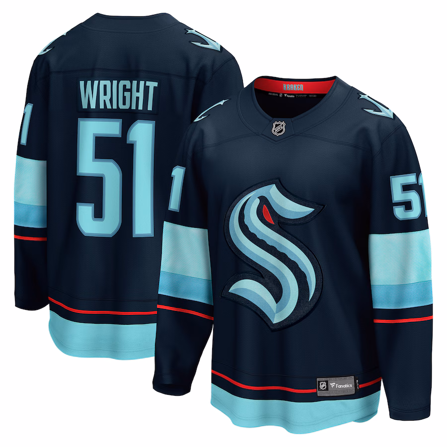 Men's Seattle Kraken Shane Wright Fanatics Deep Sea Blue Home Breakaway Player Jersey - ujerseystore