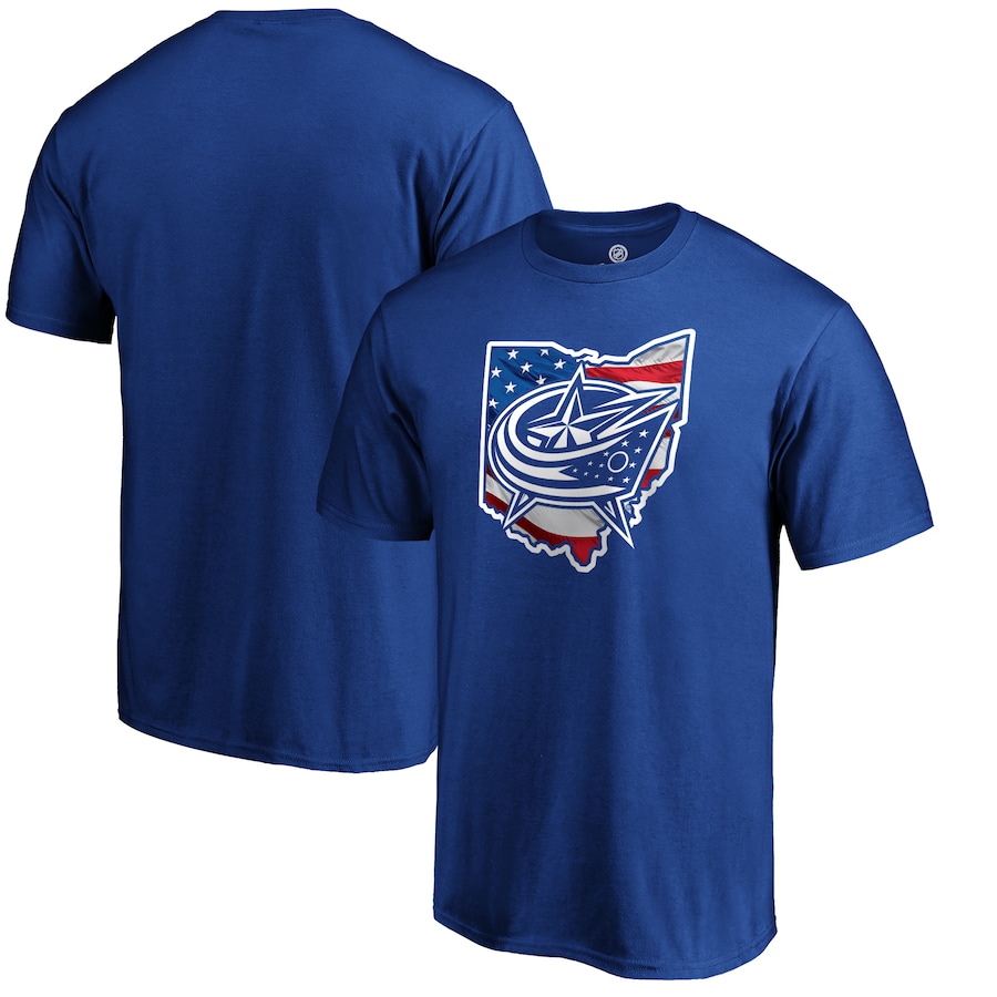 Men's Columbus Blue Jackets Royal NHL Banner State T-Shirt - ujerseystore