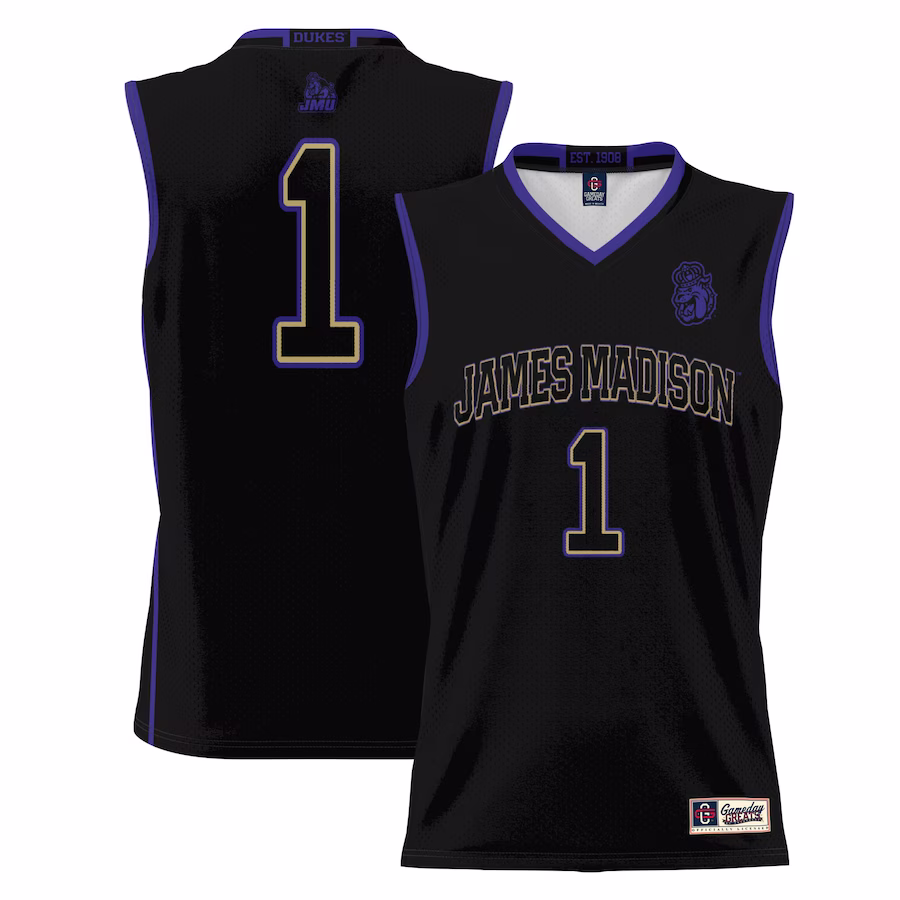 #1 James Madison Dukes GameDay Greats Youth Lightweight Basketball Jersey - Black - ujerseystore