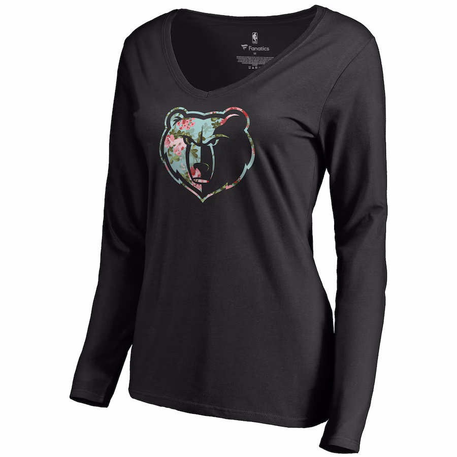 Women's Memphis Grizzlies Black Lovely Long Sleeve V-Neck T-Shirt - ujerseystore