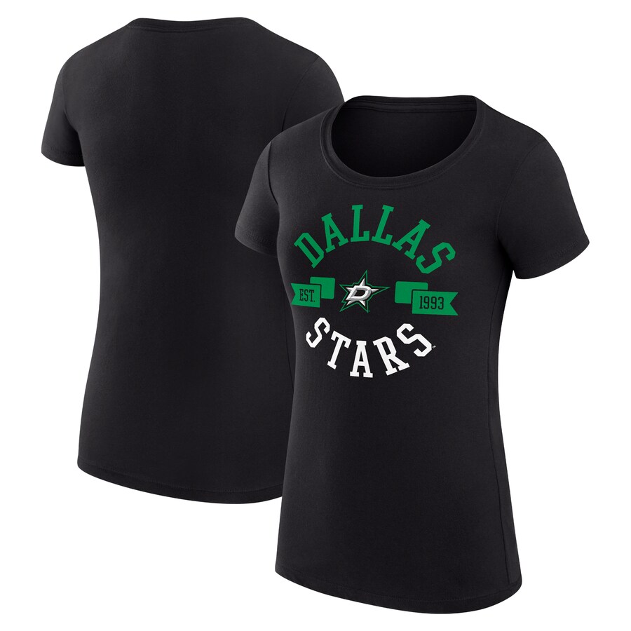 Women's Dallas Stars G-III 4Her by Carl Banks Black City Graphic Sport Fitted Crewneck T-Shirt - ujerseystore