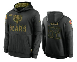 Men's Chicago Bears #52 Khalil Mack Black 2020 Salute to Service Sideline Performance Pullover Hoodie - ujerseystore
