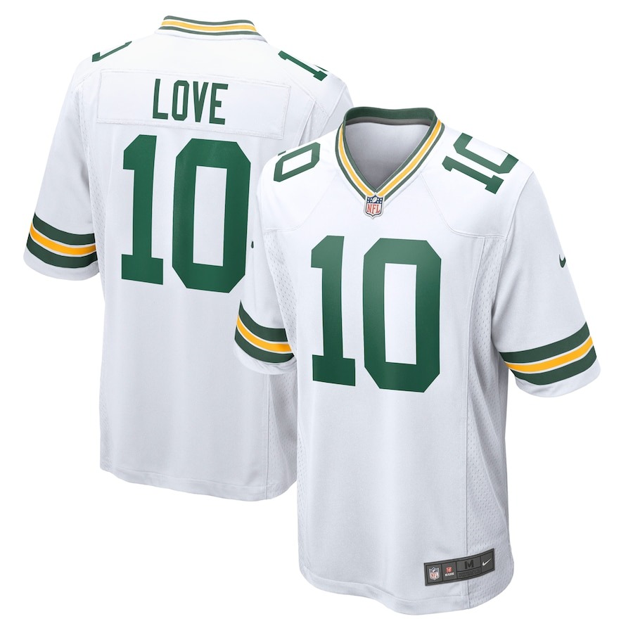 Men's Green Bay Packers Jordan Love Nike White  Game Jersey - ujerseystore