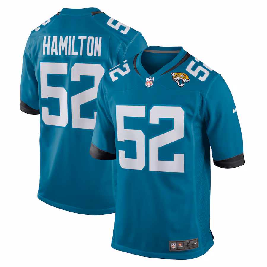 Men's Jacksonville Jaguars DaVon Hamilton Nike Teal Game Jersey - ujerseystore