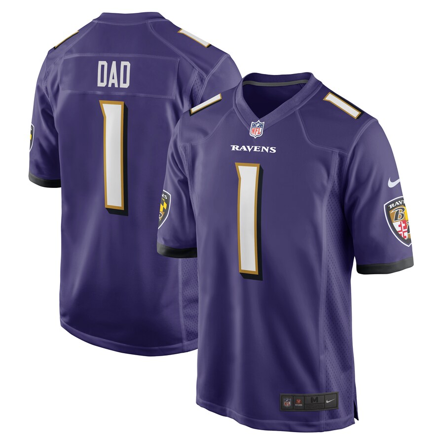 Men's Baltimore Ravens Number 1 Dad Nike Purple Game Jersey - ujerseystore