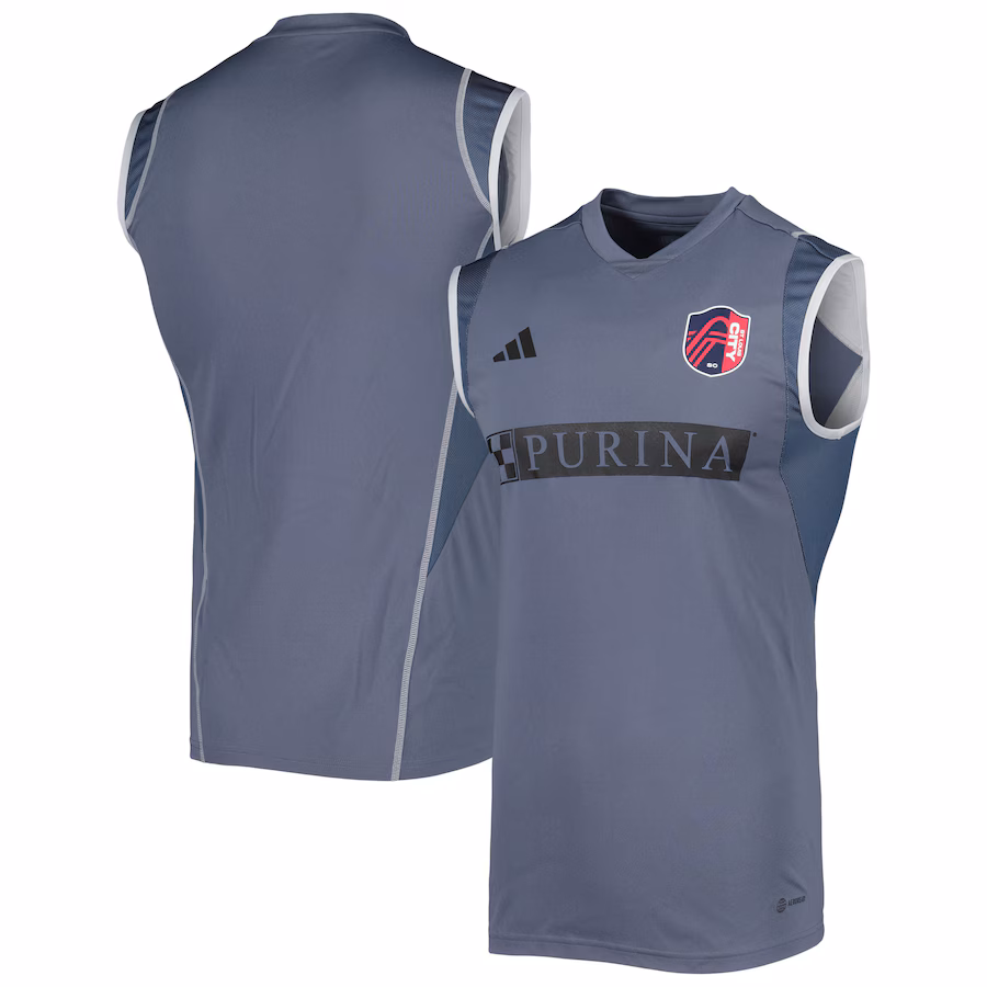 Men's St. Louis City SC adidas Gray 2023 On-Field Sleeveless Training Jersey - ujerseystore