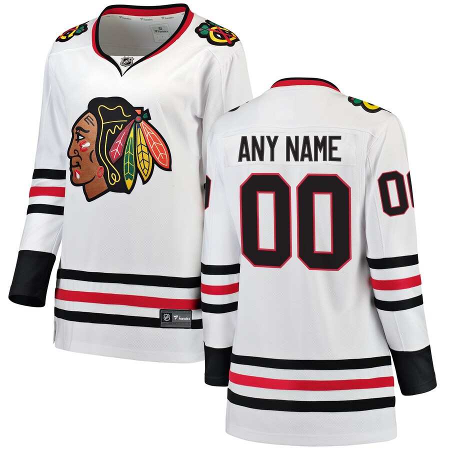 Women's Chicago Blackhawks Fanatics Branded White Away Breakaway Custom Jersey - ujerseystore