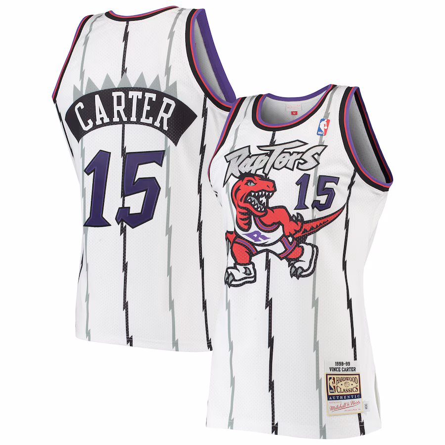 Men's Toronto Raptors Vince Carter Mitchell & Ness White 1998/99 Hardwood Classics Authentic Jersey - ujerseystore