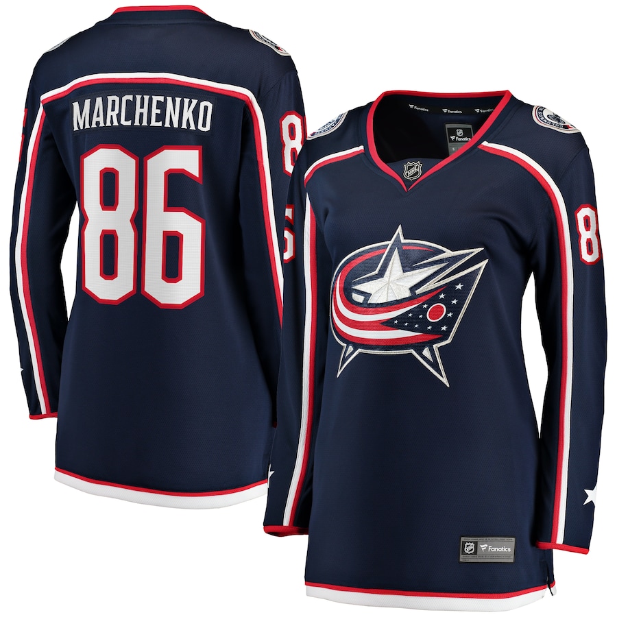 Women's Columbus Blue Jackets Kirill Marchenko Fanatics Navy Home Breakaway Player Jersey - ujerseystore