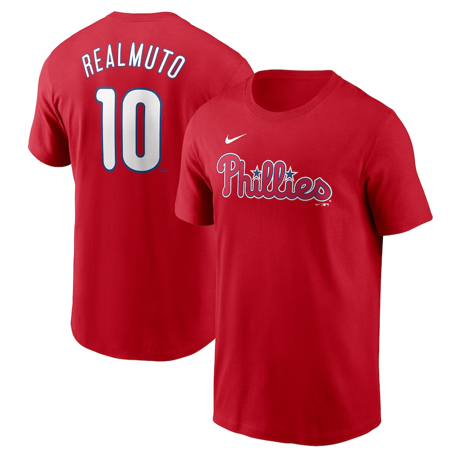 Men's Philadelphia Phillies J.T. Realmuto Nike Red Fuse Name & Number T-Shirt - ujerseystore