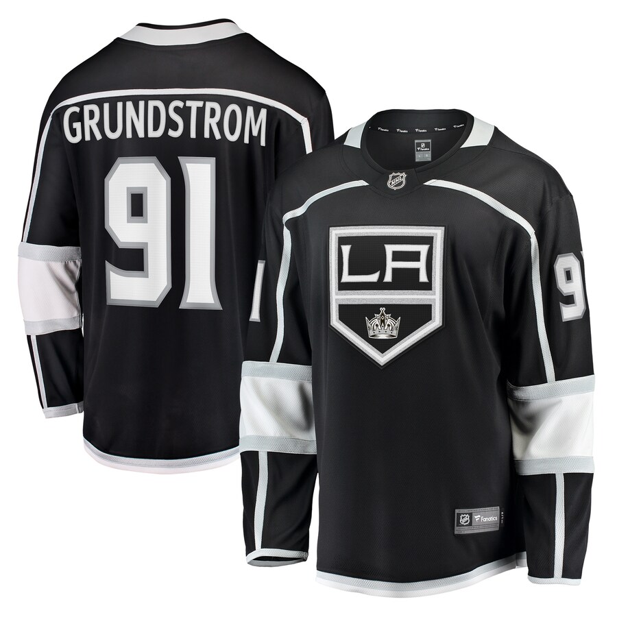 Men's Los Angeles Kings Carl Grundstrom Fanatics Branded Black Home Breakaway Player Jersey - ujerseystore
