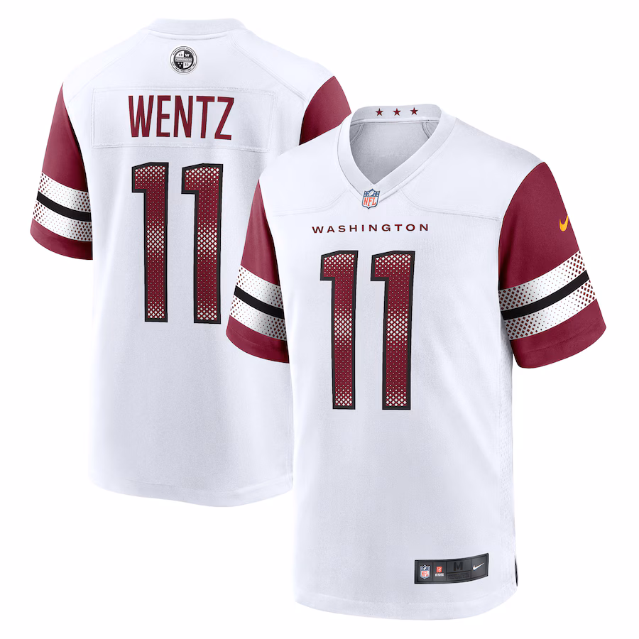 Men's Washington Commanders Carson Wentz Nike White Game Jersey - ujerseystore