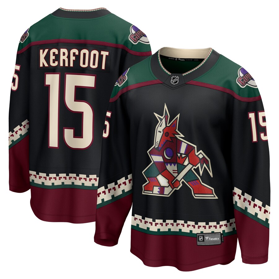 Men's Arizona Coyotes Alex Kerfoot Fanatics Branded Black Home Breakaway Jersey - ujerseystore