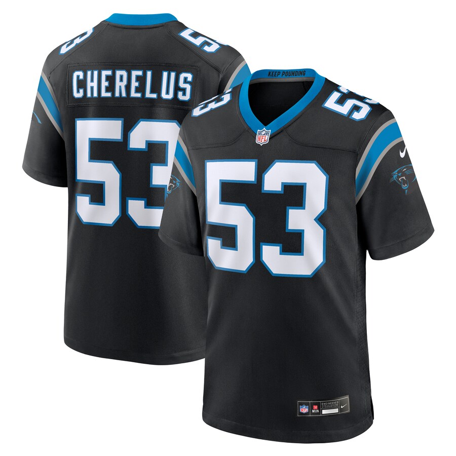 Men's Carolina Panthers Claudin Cherelus Nike  Black Team Game Jersey - ujerseystore
