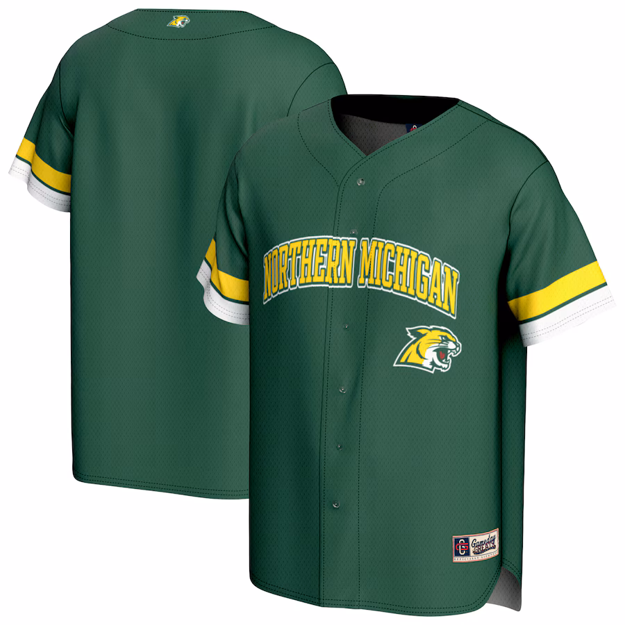 Youth GameDay Greats Green Northern Michigan Wildcats Spirit Baseball Jersey - ujerseystore