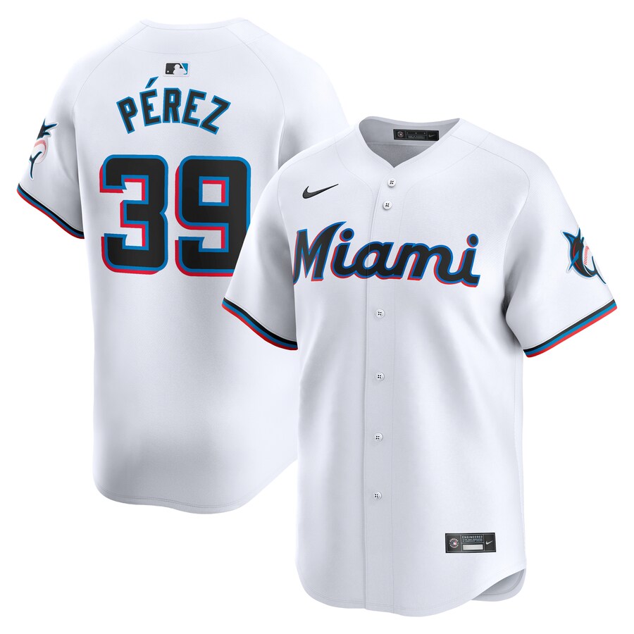 Men's Miami Marlins Eury Pérez Nike White Home Limited Player Jersey - ujerseystore