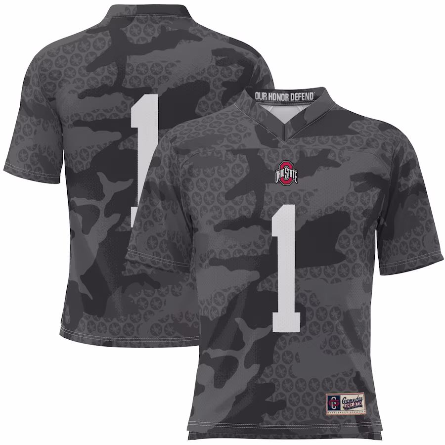 #1 Ohio State Buckeyes GameDay Greats Youth Camo Football Jersey - Black - ujerseystore