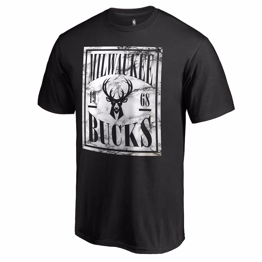 Men's Milwaukee Bucks Black Court Vision T-Shirt - ujerseystore