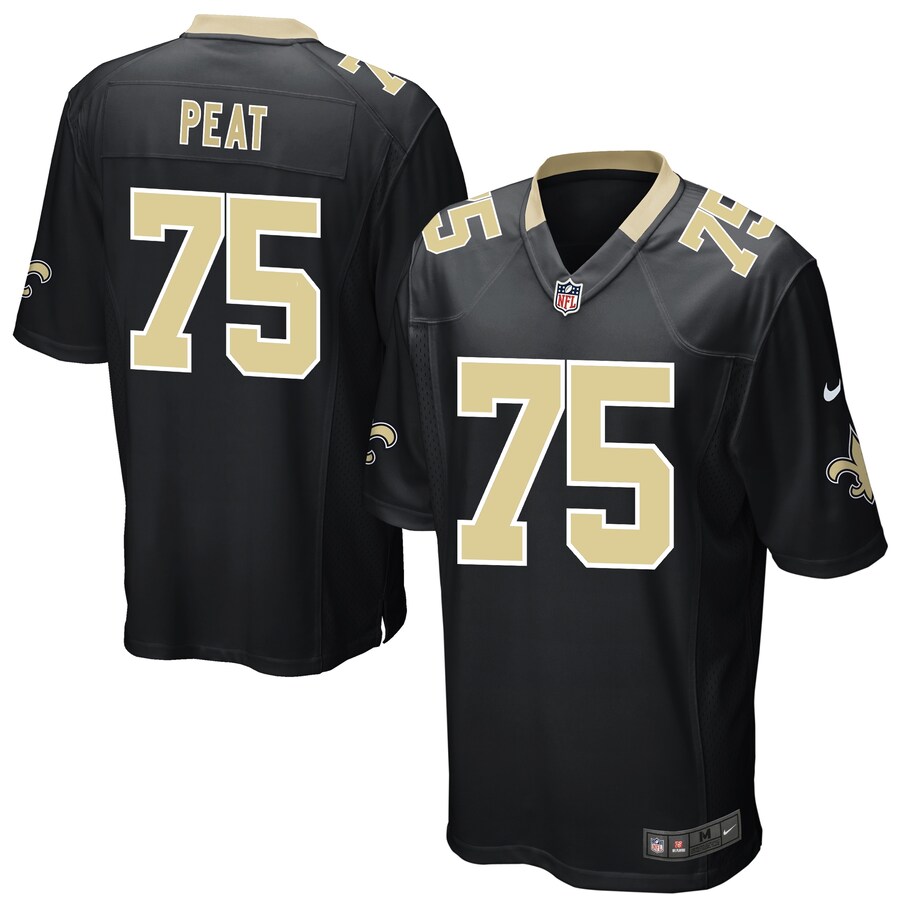 Men's New Orleans Saints Andrus Peat Nike Black Game Player Jersey - ujerseystore