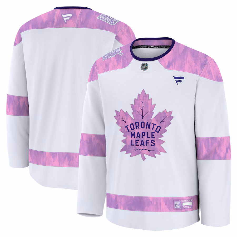 Men's Toronto Maple Leafs Fanatics White 2024 Hockey Fights Cancer Practice Jersey - ujerseystore