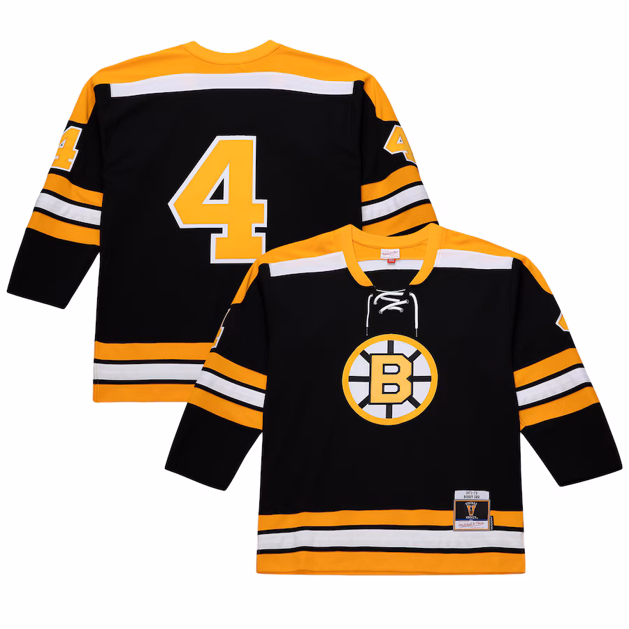 Men's Boston Bruins Bobby Orr Mitchell & Ness Black Big & Tall 1971/72 Blue Line 2.0 Jersey - ujerseystore