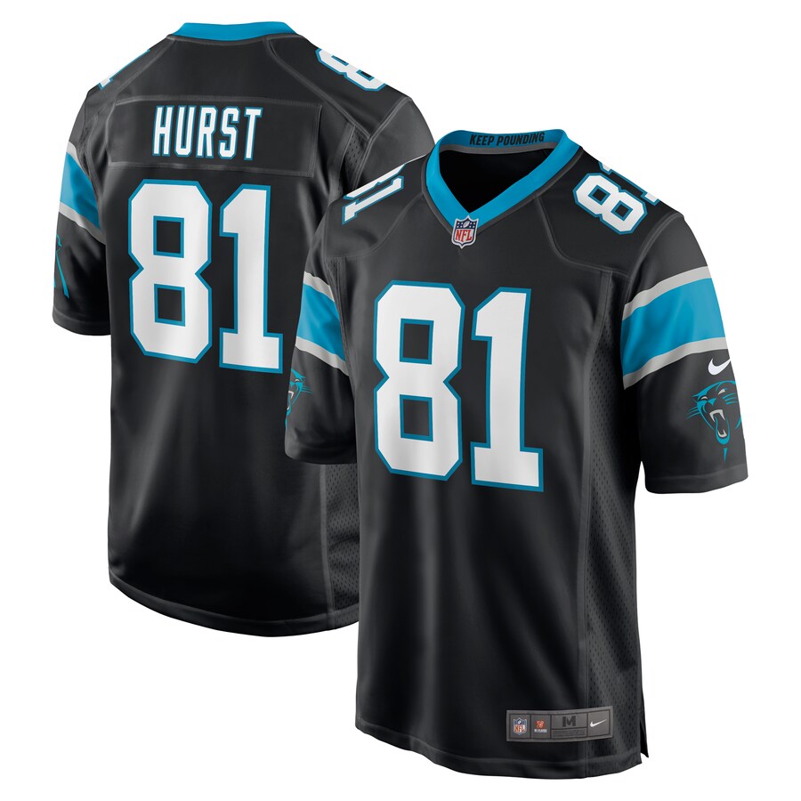 Men's Carolina Panthers Hayden Hurst Nike Black Game Player Jersey - ujerseystore