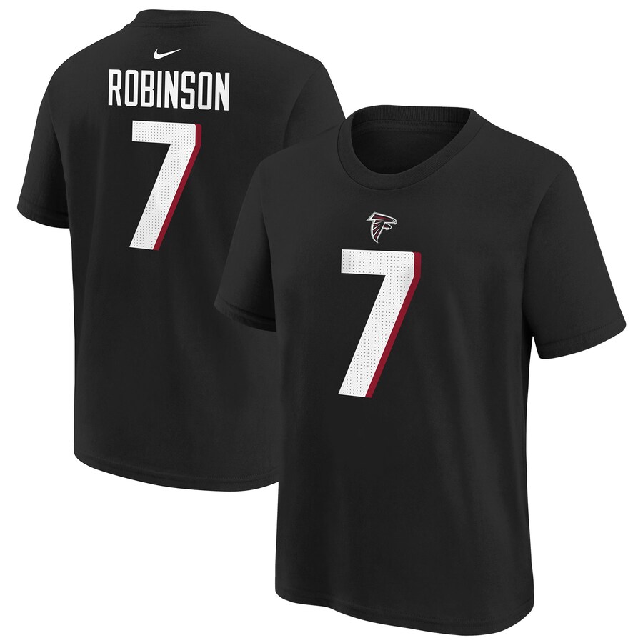 Youth Atlanta Falcons Bijan Robinson Black Nike Player Name & Number T-Shirt - ujerseystore