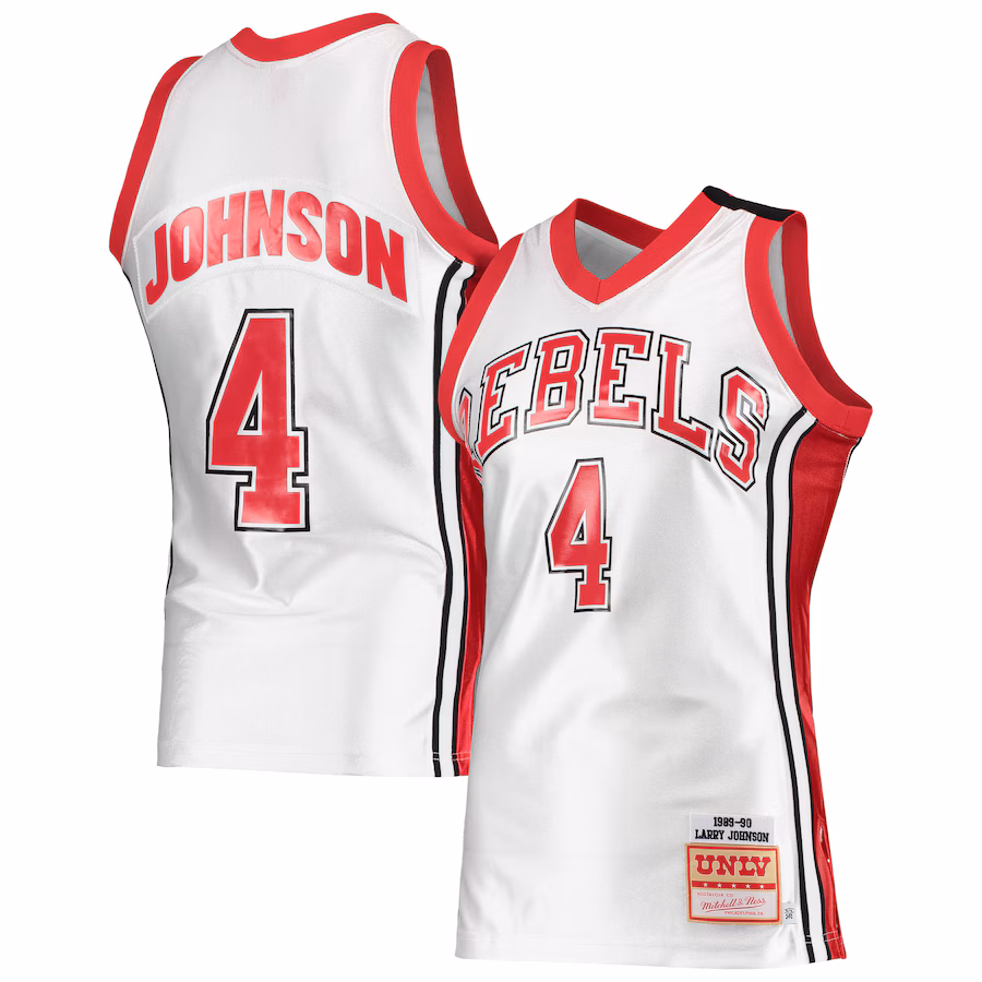 Men's Mitchell & Ness Larry Johnson White UNLV Rebels 1989/90 Authentic Throwback Jersey - ujerseystore
