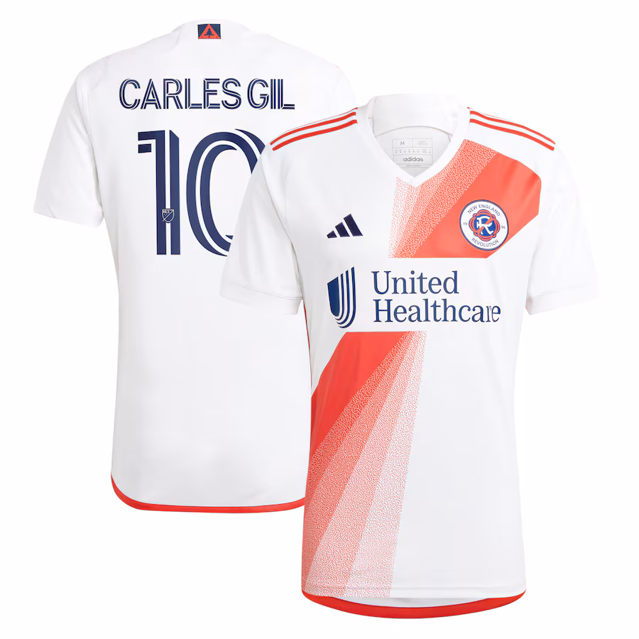 Men's New England Revolution Carles Gil adidas White 2023 Defiance Replica Jersey - ujerseystore