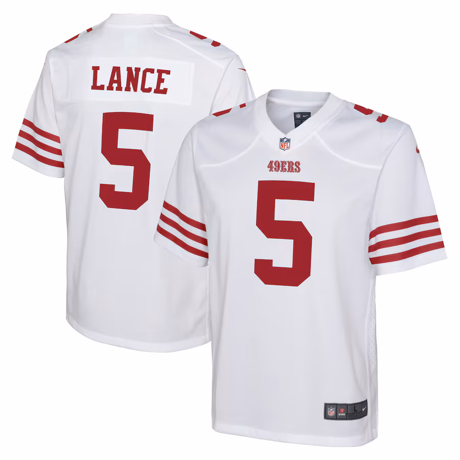 Youth San Francisco 49ers Trey Lance Nike White Game Jersey - ujerseystore