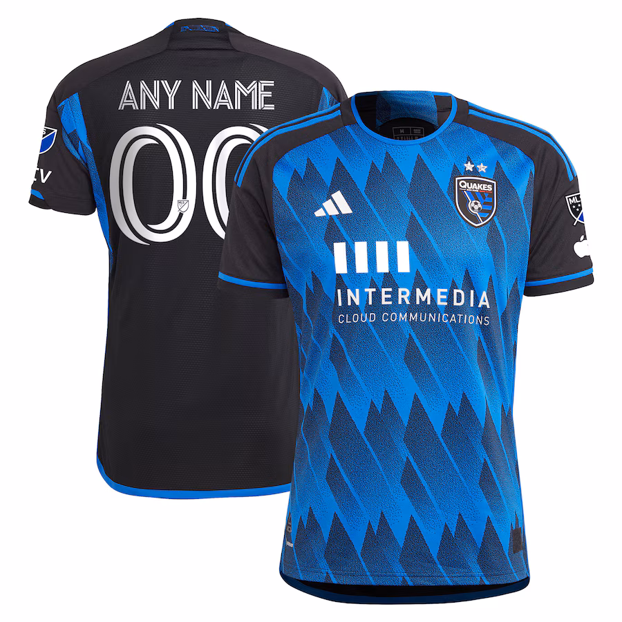 Men's San Jose Earthquakes adidas Blue 2023 Active Fault Jersey Authentic Custom Jersey - ujerseystore