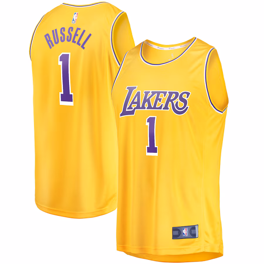 Men's Los Angeles Lakers D'Angelo Russell Fanatics Gold Fast Break Player Jersey - Icon Edition - ujerseystore