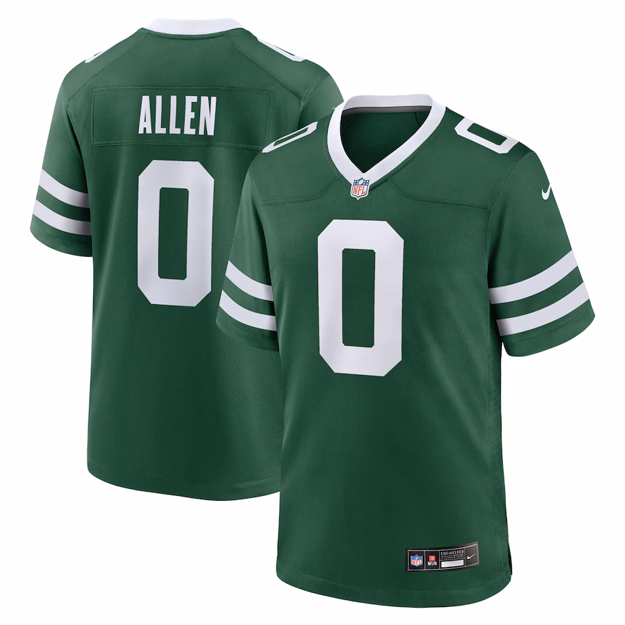Men's New York Jets Braelon Allen Nike Legacy Green Game Jersey - ujerseystore