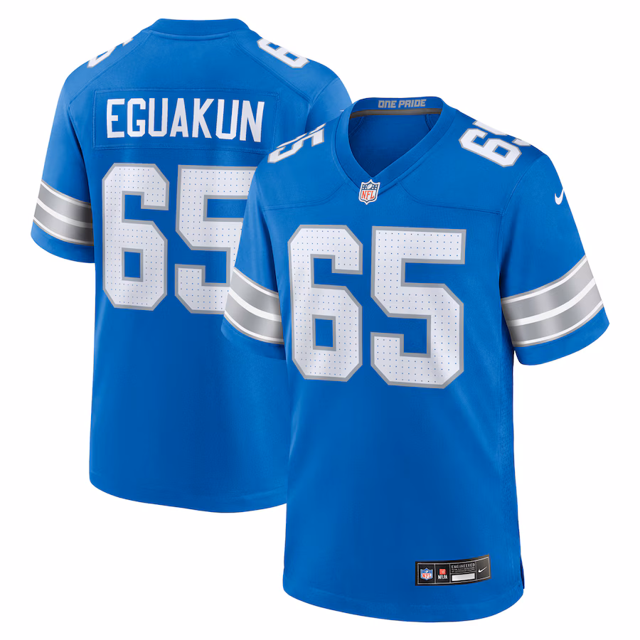 Men's Detroit Lions Kingsley Eguakun Nike  Blue Game Jersey - ujerseystore