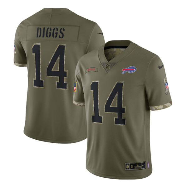 Men's Buffalo Bills #14 Stefon Diggs 2022 Olive Salute To Service Limited Stitched Jersey - ujerseystore