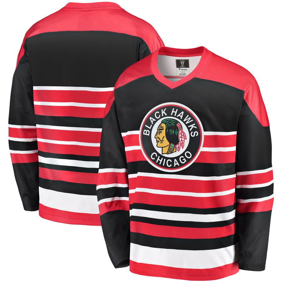 Men's Chicago Blackhawks Fanatics Branded Red/Black Premier Breakaway Heritage Blank Jersey - ujerseystore