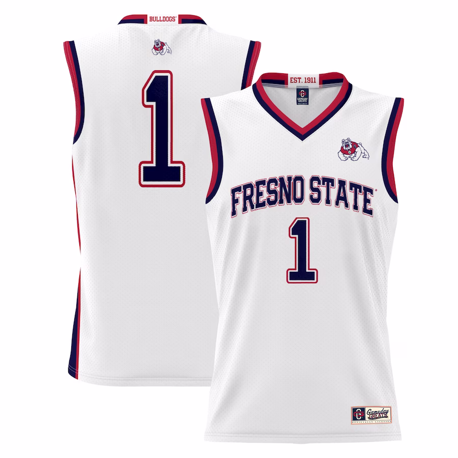 #1  Fresno State Bulldogs GameDay Greats  Lightweight Basketball Jersey - White - ujerseystore