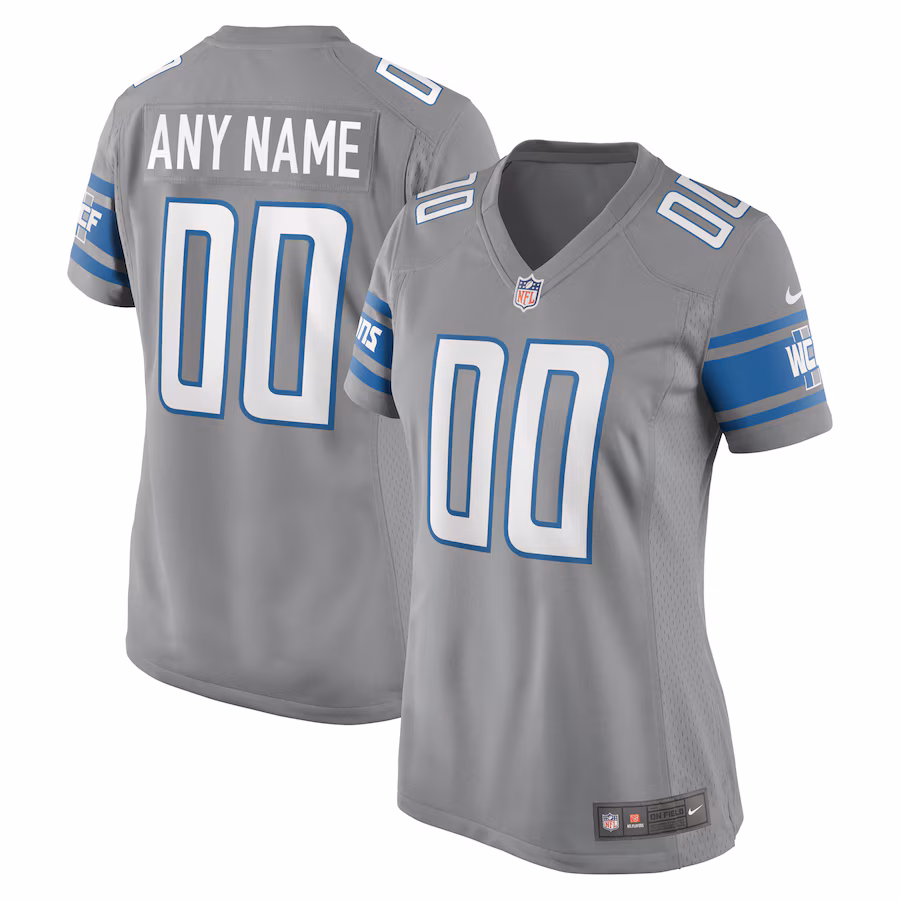 Women's Detroit Lions Nike Gray Alternate Custom Game Jersey - ujerseystore