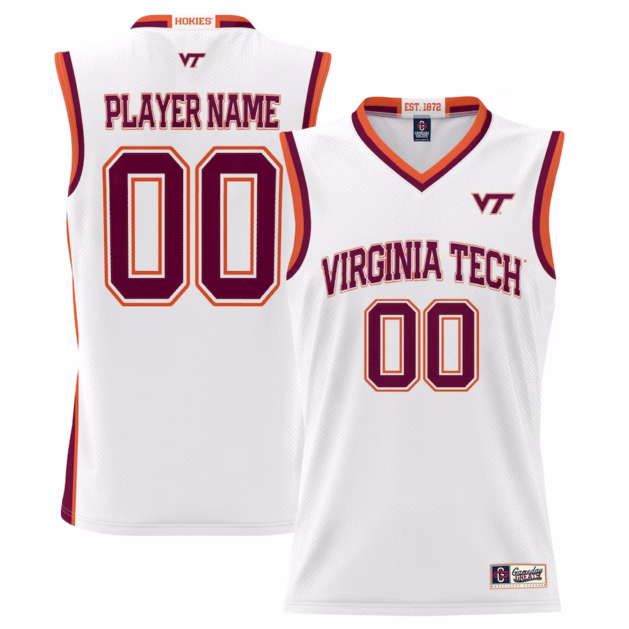 Virginia Tech Hokies GameDay Greats Men's NIL Pick-A-Player Lightweight Basketball Jersey - White - ujerseystore