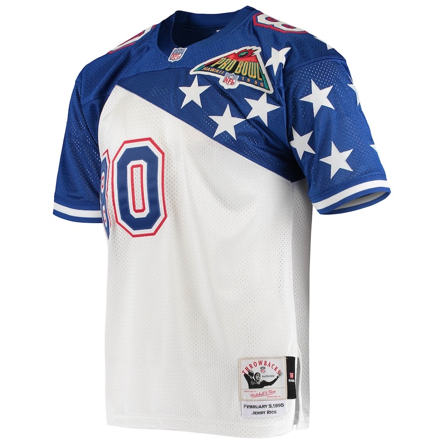 Men's NFC Jerry Rice Mitchell & Ness White/Blue 1994 Pro Bowl Authentic Jersey - ujerseystore