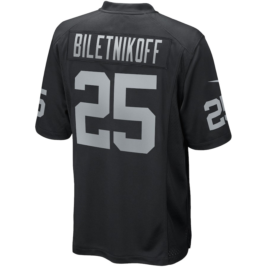 Men's Las Vegas Raiders Fred Biletnikoff Nike Black Game Retired Player Jersey - ujerseystore
