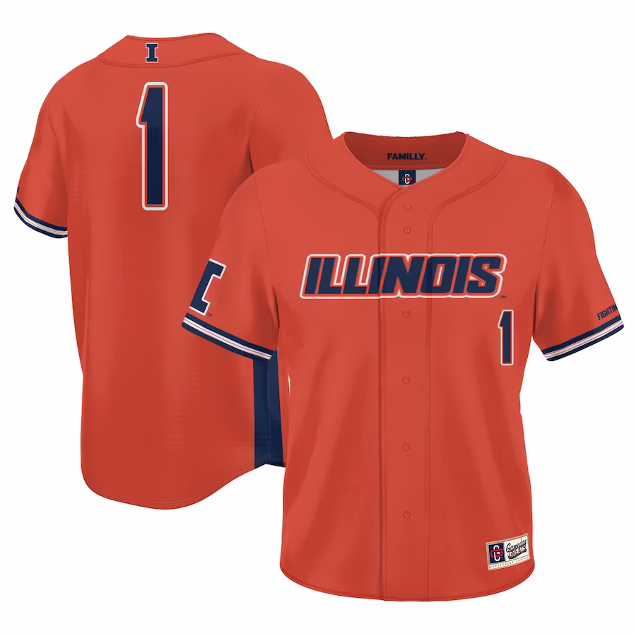 #1 Illinois Fighting Illini GameDay Greats Youth Lightweight Baseball Jersey - Orange - ujerseystore