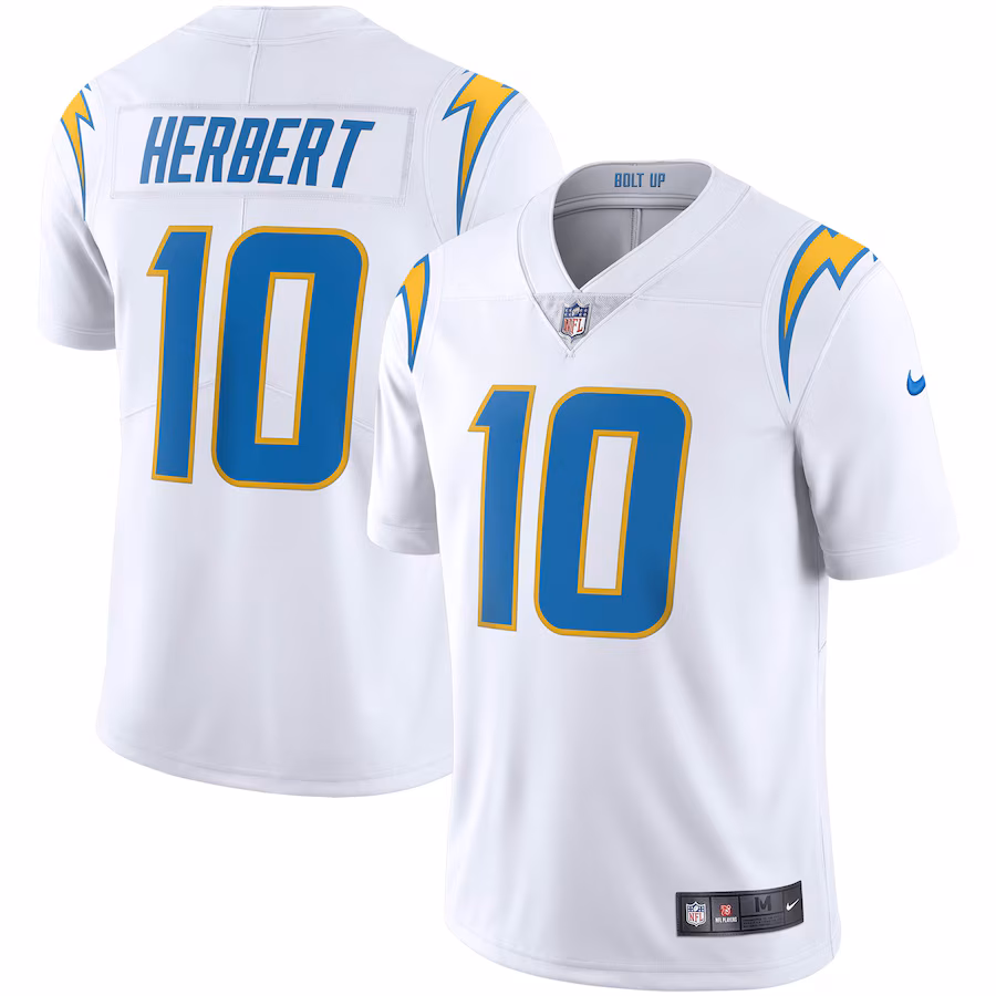 Men's Los Angeles Chargers Justin Herbert Nike White Vapor Limited Jersey - ujerseystore