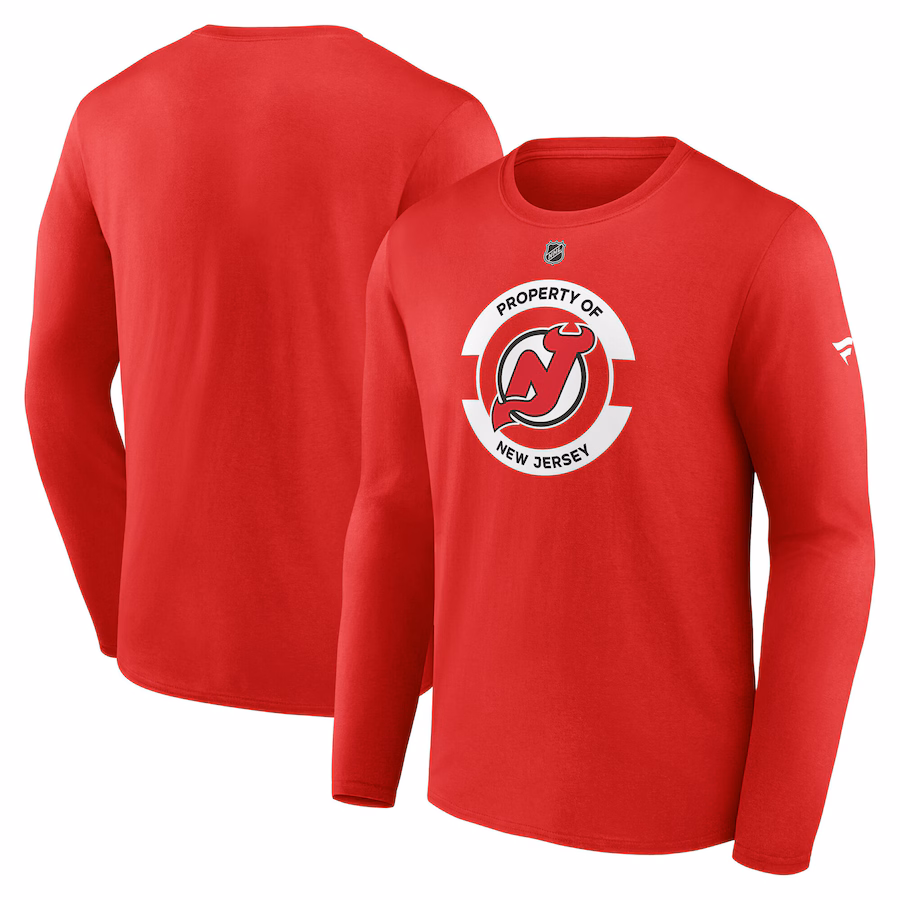 Men's New Jersey Devils Fanatics Red Authentic Pro Core Secondary Long Sleeve T-Shirt - ujerseystore