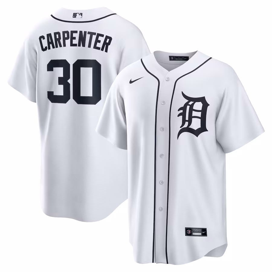 Men's Detroit Tigers Kerry Carpenter Nike White Home Replica Jersey - ujerseystore