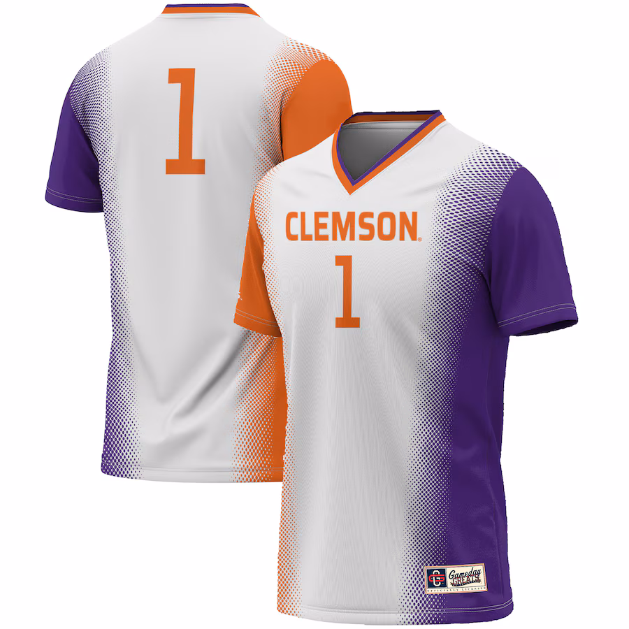#1 Clemson Tigers GameDay Greats Youth  Lightweight Women's Soccer Jersey - White - ujerseystore