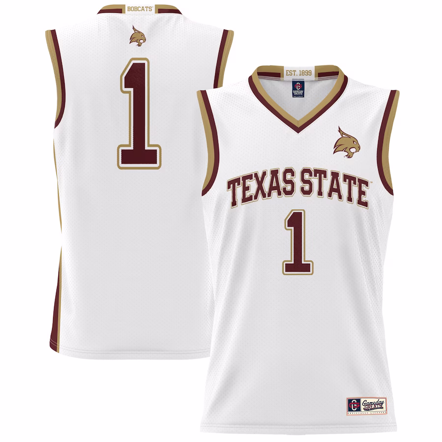 #1 Texas State Bobcats GameDay Greats Youth Lightweight Basketball Jersey - White - ujerseystore